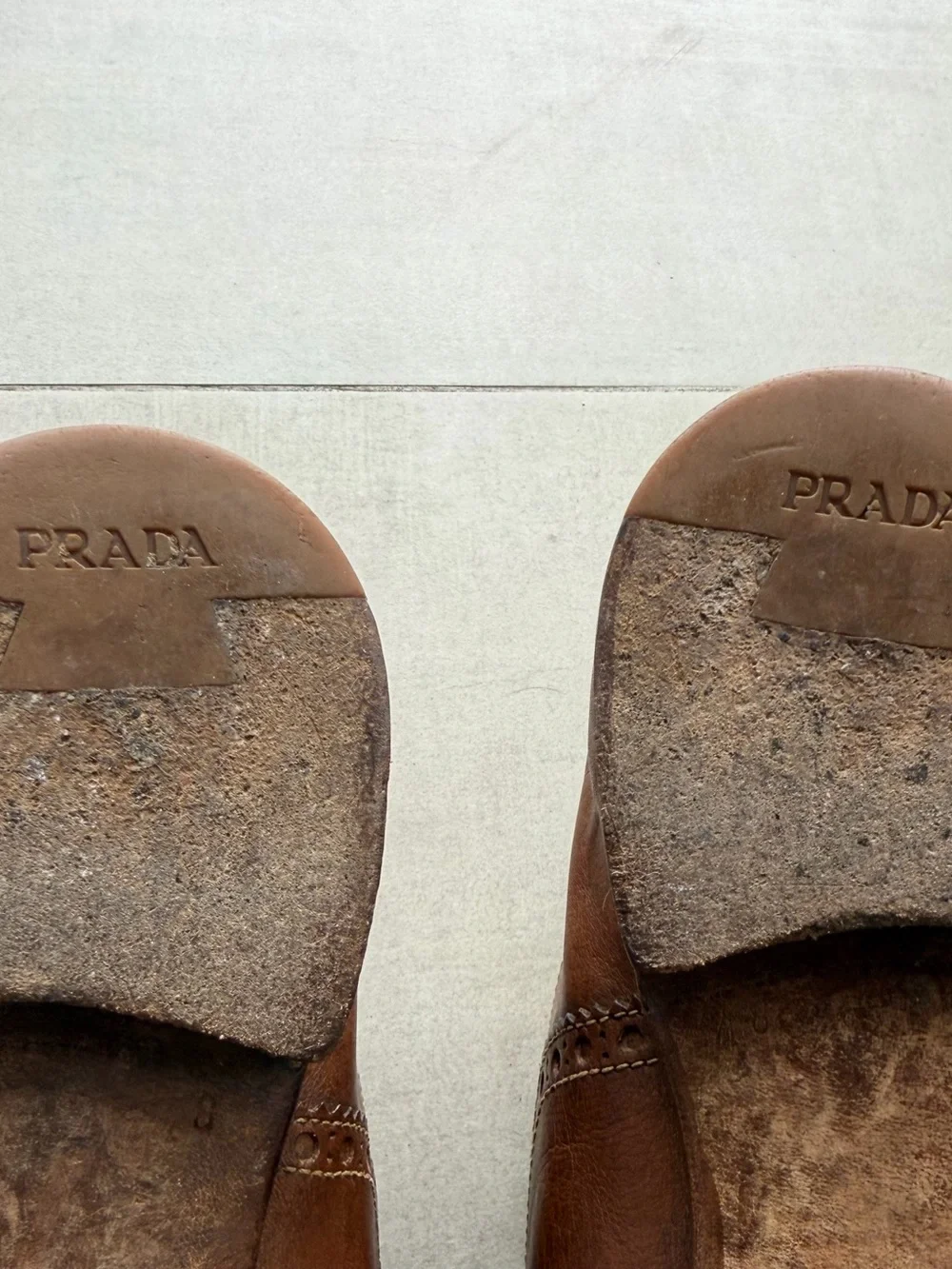 Prada Brown Leather Wingtip Oxfords